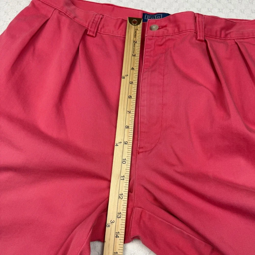 Polo Ralph Lauren Tyler Shorts Mens 36 (fits 34) Coral Pleated Classic Chino Y2K